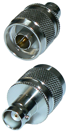 N-type male to BNC female inter-series straight adaptor, DC-4 GHz, 50 Ohms – nickel plated
